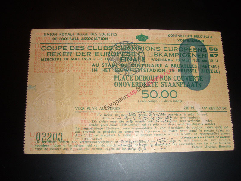 1958 European cup final tickets